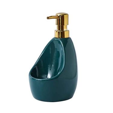 Imagem de Garrafas de Sabão Dispensador de Sabão de Cerâmica Garrafa Líquida Durável para Bancadas de Banheiro e Cozinha Dispensador de Loção com Bico Dourado 600ml (Verde/Laranja) Dispensador de Sabão (Cor
