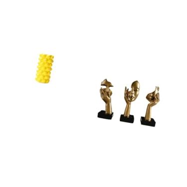 Imagem de Fenteer Vaso de Flores de Porcelana E Estátuas de Resina Pensadoras, Enfeites de Mesa para Sala de Estar, Escritório, Estante, Arte Abstrata, Recipiente,