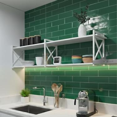 Imagem de Prateleira de Parede 160cm x 20cm Estilo Industrial Organizadora (Branco/Branco)