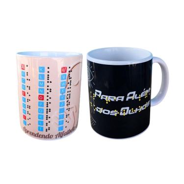 Imagem de Kit Presente Especial 2 Canecas Em Braile Alfabeto E Frase