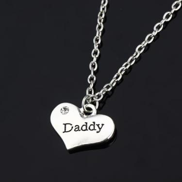 Imagem de Colar com pingente de coração para papai, presente de Dia dos Pais de Filha e Filho, One Size, Aço inoxidável, Sem Pedra Preciosa