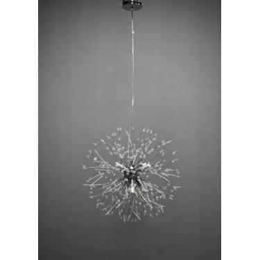 Imagem de Lustre Pendente Dente de Leão Cristais Cromado Redondo 6G9 45cm