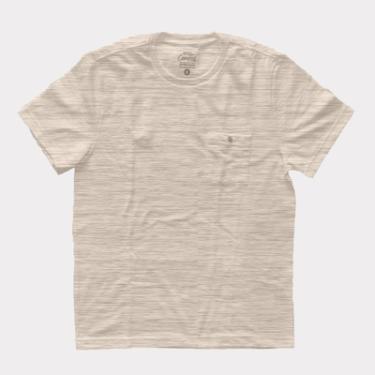 Imagem de CAMISETA MASCULINA EM TECIDO ESPECIAL BEGE, LISA, COM BOLSO, MARCA BASIC +, TAMANHO M
