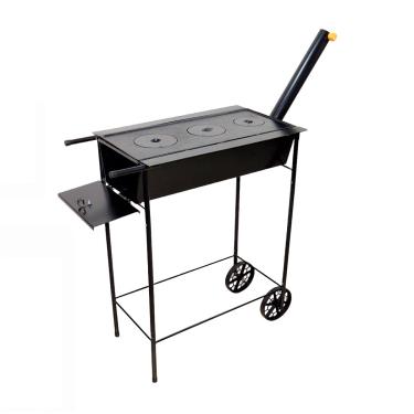 Imagem de Fogão Churrasqueira Mineiro Chapa 03 Furo Grelha 80x60x38cm