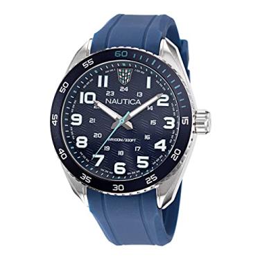 Imagem de Nautica Relógio masculino NAPKBS222 Key Biscane cinza/azul/azul com pulseira de silicone, Azul, Moderno