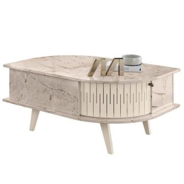 Imagem de Mesa De Centro 2 Portas 90 Cm Indianapolis Madetec Calacata Off White 