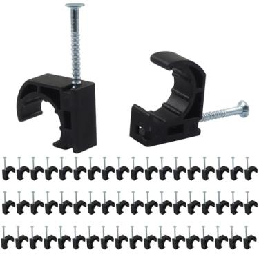 Imagem de Hordion 50 peças de meia braçadeira J-Hook com prego, suporte de grampo de tubo de 1,27 cm para fio de fixação de tubo PEX de 1,27 cm
