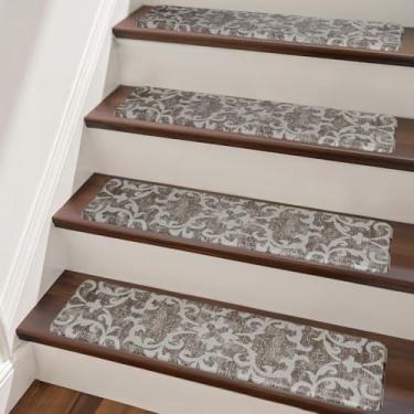 Imagem de PURE ERA Tapete de escada acolchoado, degraus de escada antiderrapantes, degraus de escada de 20,3 x 76,2 cm, almofadas de espuma para escadas, sem fita adesiva, duráveis para degraus de madeira