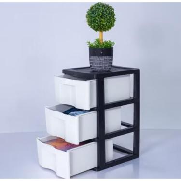 Imagem de Gaveteiro Cômoda Organizador De Chão Multiuso Modular Desmontável 3/6 Gavetas Branco(3)