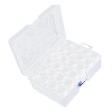 Imagem de oshhni Estojo para guardar tinta de, kit de arte com diamantes, acessório portátil, vedação segura, recipiente multifuncional para guardar miçangas, 24 Grades