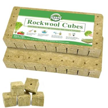 Imagem de Halatool 72 peças de cubos de lã de rocha de 3,5 cm - plugues iniciantes de sementes de lã de rocha para iniciador de mudas, jardinagem hidropônica, cultivo sem solo e clonagem de plantas (2 folhas)