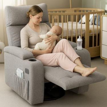 Imagem de Poltrona Amamentação Penélope Giratória Balanço Reclinável Manual Bouc