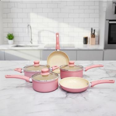 Imagem de Jogo de Panelas 5 Peças Antiaderente Tampa de Vidro Alumínio Todos Fog