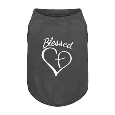 Imagem de Camisa confortável de poliéster e algodão para cães – com estampa abençoada, perfeita para cães pequenos e médios, roupa macia e estilosa para uso diário. Preto e 3GG