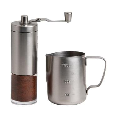 Imagem de Kit Moedor De Café Manual + Jarra Barista Pitcher Inox 350Ml