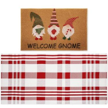 Imagem de Maasechs 2 capacho de Natal 61 x 128 cm, tapete de Natal ao ar livre e 45,7 cm x 71 cm, tapete de boas-vindas para entrada externa
