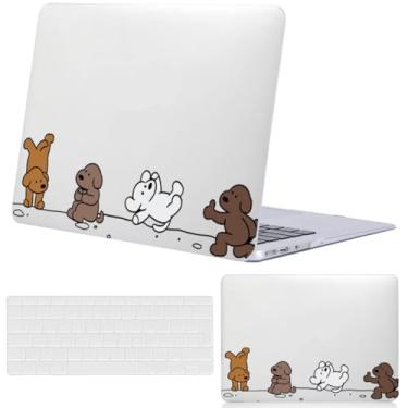 Imagem de FFBOFFC Capa rígida compatível com MacBook Pro 14 polegadas versão 2025-2021 A3401 M4 A3185 M3 A2992 A2918 A2779 A2442 A3112 M2 M1 Chip, capa de plástico para laptop e película de teclado, cachorro