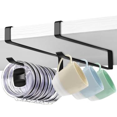 Imagem de Organizador de tampa de copo, 2 unidades de suporte de caneca de café, suporte de caneca que economiza espaço para suporte de tampas Yeti comporta até 12 tampas, suportes de copo/caneca sob o armário