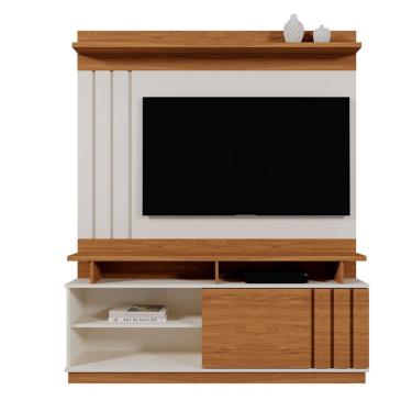 Imagem de Home Rack Painel Goias Sala Para Tv De 55 Polegadas Off White Com Amendoa