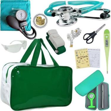 Imagem de Kit Bolsa Cores Aparelho de Pressao Esfigmomanometro Estetoscópio Inco