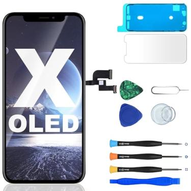 Imagem de MP+ Substituição de tela para iPhone X, [FHD] [COG] [Face ID] Montagem digitalizador de tela sensível ao toque com kit de ferramentas de reparo, fita impermeável