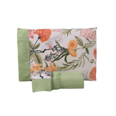 Imagem de Jogo de Lençol Encantare Ponto Palito Estampado Completo 4 Peças Casal 80% Algodão / 20% Poliéster Percal 180 Fios - Ver