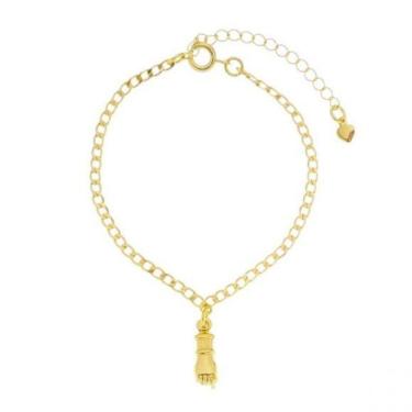 Imagem de Pulseira Infantil com Pingente de Figa Banhado a Ouro