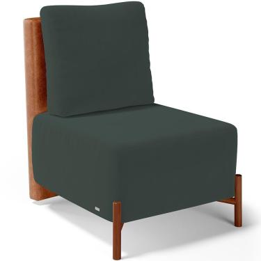 Imagem de Poltrona Decorativa Living Hungria L02 Couríssimo Camel Suede Verde Musgo - Lyam