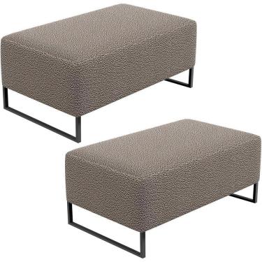 Imagem de Kit 02 Puffs Decorativo Cléo 90Cm W01 Preto Bouclê Bege