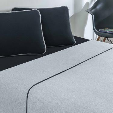 Imagem de Jogo De Cama Malha Lençol 100% Algodão Urbano 3 Peças Solteiro - Preto/Mescla