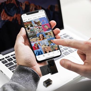 Imagem de Leitor de cartão micro SD, adaptador de cartão USB-C para SD/Micro SD/SDXC/SDHC, leitor de cartão de memória com slot duplo, competitivo para PC, MacBook, smartphone, tablet e mais (tipo C)