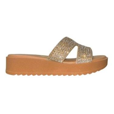 Imagem de Sandália Flatform Slide com Pedrarias Feminino Vizzano 6492.334 Marrom-Feminino