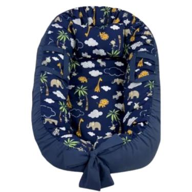 Imagem de Ninho Redutor Bebê Linha Safari – Conforto e Proteção para Menino e Menina no Berço (SAFARI AZUL MARINHO)