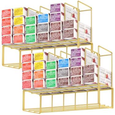 Imagem de Meudid Organizador de cor de cabelo para salão de beleza – 2 unidades de prateleiras de metal para tubos de tintura de cabelo, armário montado na parede disponível