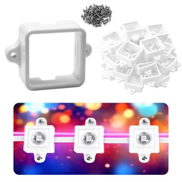 Imagem de 50 peças de suportes de montagem brancos, clipes de luz com parafusos, serve para Govee RGBIC LED luzes LED permanentes para ambientes externos não Pro/Original H705, versão Elite H805, para várias