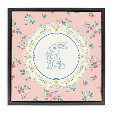 Imagem de Stupell Industries Arte de parede em tela flutuante com moldura dourada Coelhinho da Primavera, design de Angela Steahling, 45,7 x 45,7 cm