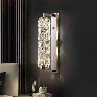 Imagem de Luminária de parede moderna e luxuosa em cristal com LED, ideal para sala de estar, quarto, cabeceira, casa de campo, hotel, escritório, escada e corredor (Estilo 29 D10H48CM)
