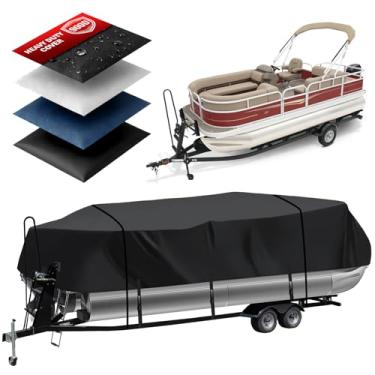 Imagem de Capa para barco pontão resistente 900D, capa impermeável de grau marítimo de 16'-18'5'' com alça de aperto ajustável à prova de vento e anti-UV para barcaça de festa SunTracker/SPORTFISH/Barcaça de