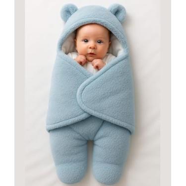 Imagem de Saco de Dormir para Bebê Menina e Menino, Casulo Enroladinho (Azul Claro)