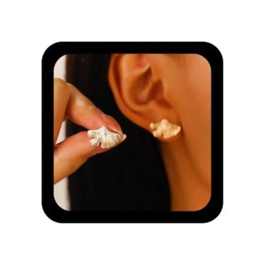 Imagem de Andelaisi Brincos de folha de ginkgo boho vintage ginkgo biloba brincos de folha de metal texturizado brincos de folha bonitos para mulheres, Zinco, Sem pedra preciosa