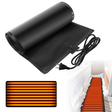 Imagem de SUNHEARTH Tapetes de derretimento de neve aquecida, fita térmica de telhado de 1,5 m x 33 cm, prevenção de barragem de gelo aquecida, tapetes elétricos de derretimento de neve para remoção de neve no