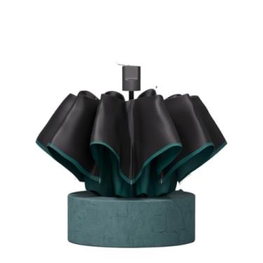 Imagem de barenx Guarda-chuva elegante, guarda-chuva dobrável automático premium, guarda-chuva com proteção UV, guarda-chuva compacto - 8/10/24/60 costelas, 8 costelas com design rodado, verde escuro