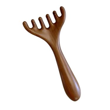 Imagem de OULIGET Ferramenta Gua Sha de madeira natural, ferramenta de massagem de raspagem Gua Sha de madeira, massageador de chifres de sândalo de cabo longo, 1 peça