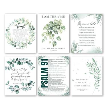 Imagem de Bgohrd Pôster das escrituras cristãs, arte de parede com pintura vegetal para decoração de quarto, pôster religioso para casa de fazenda, versículos da Bíblia de Jesus para suprimentos de sala de