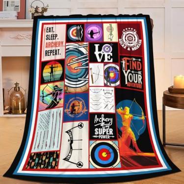 Imagem de Cobertor de tiro com arco e flecha, cobertores esportivos, flanela, supermacio, aconchegante, quente, leve, para decoração esportiva, presentes para meninos, meninas, crianças, adultos, homens