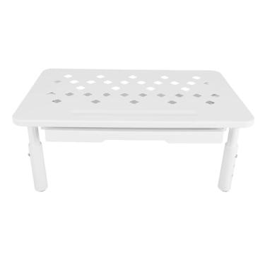 Imagem de Zopsc Riser de Computador Ajustável, Suporte de Mesa Com Capacidade de 20 Kg Com Gaveta, 3 Configurações de Altura, Orifícios de Ventilação, Pés Antiderrapantes para Armazenamento de (Branco)