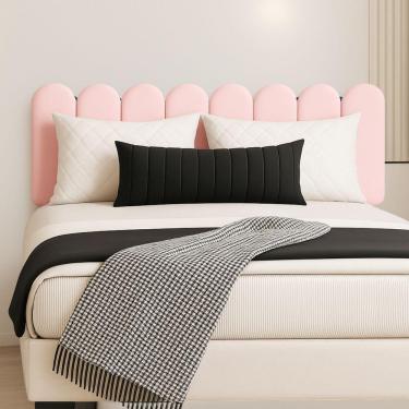 Imagem de Cabeceira Nuvem Estofada Queen Size 8 Placas Em Suede 45cm Rosa Bebe