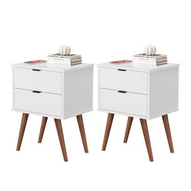Imagem de Conjunto Mesa De Cabeceira 2 Gavetas Geraldine Branco