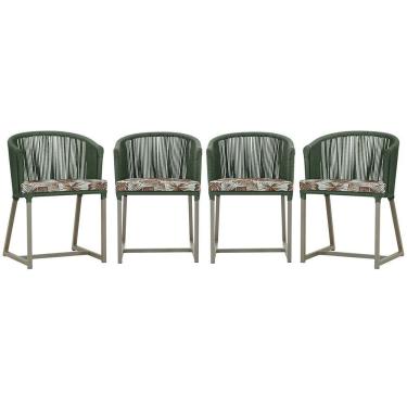 Imagem de 4 Cadeiras De Jantar Noronha Fendi Corda Náutica E6 Trama Verde