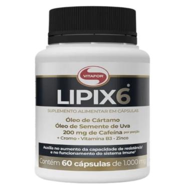 Imagem de Lipix 6 Óleo de Cártamo, Semente de Uva, Cafeína, Vitamina B3 e Minerais 1g Vitafor 60 Cápsulas